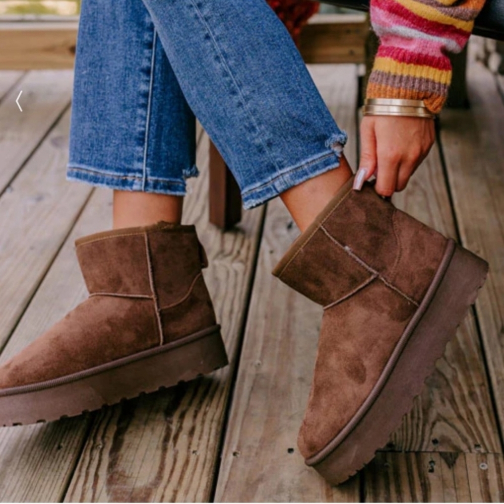 Faux suede platform boots